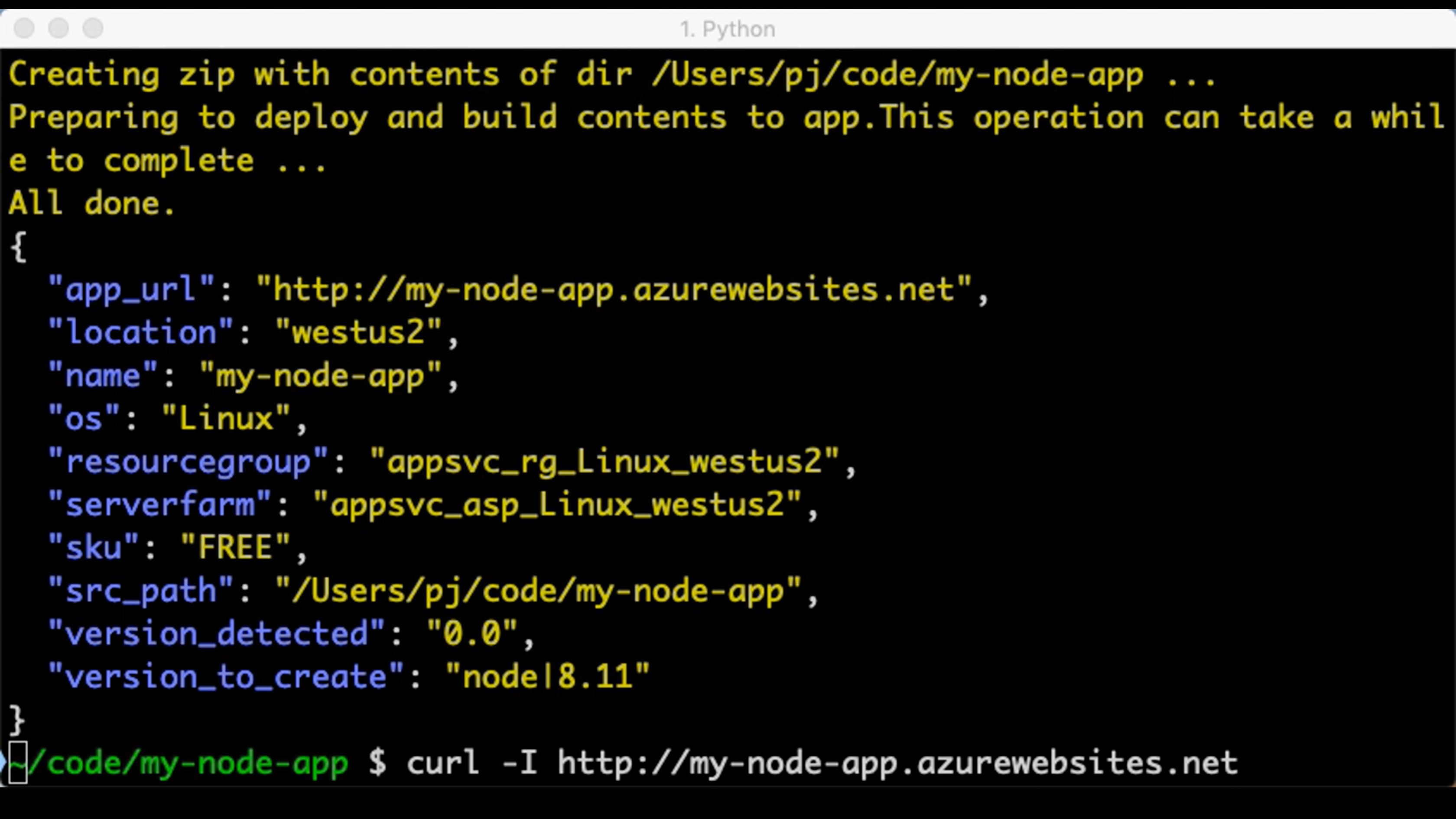 Deploying a Node.js Express app to Azure with the Azure CLI